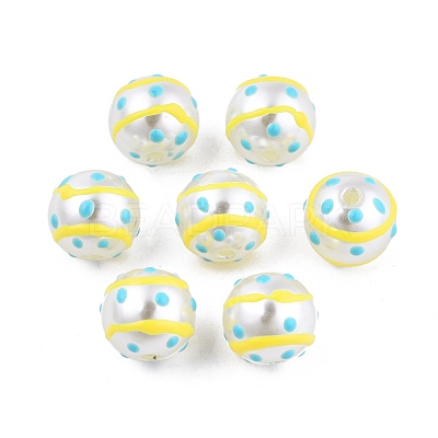 Spot Pattern Opaque ABS Plastic Imitation Pearl Enamel Beads KY-G020-02D-1