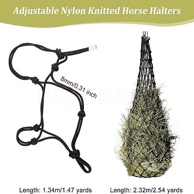 2Pcs 2 Style Adjustable Nylon Knitted Horse Halters FIND-OC0002-04-1