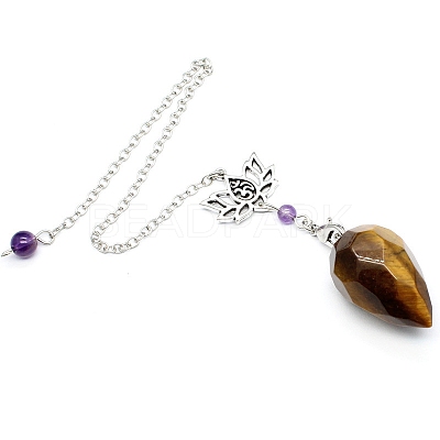 Natural Tiger Eye Dowsing Pendulum Big Pendants PW-WGAD194-05-1