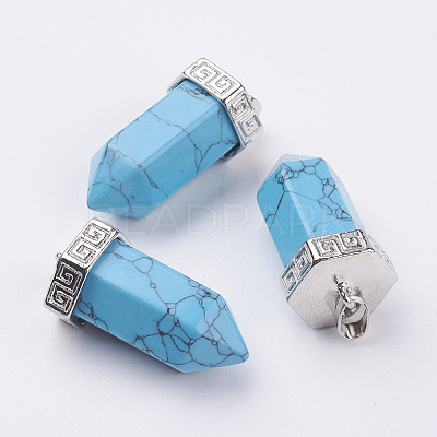 Natural/Synthetic Mixed Stone Pointed Pendants G-E442-03-1