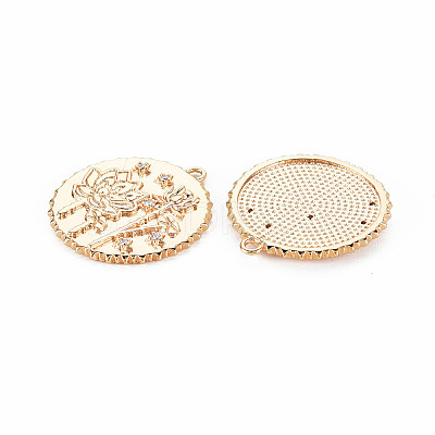 Brass Micro Pave Clear Cubic Zirconia Pendants KK-S364-191-1