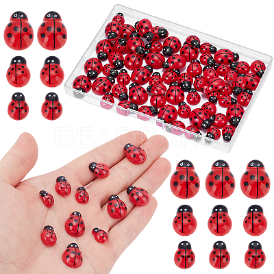 160Pcs 3 Styles Plastic Simulation Ladybug AJEW-WR0002-74-1
