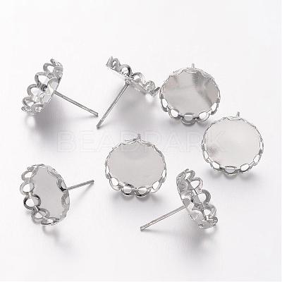 Brass Bezel Stud Earring Settings X-KK-I003-P-NF-1
