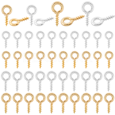 320Pcs 4 Style Brass Screw Eye Pin Peg Bails KK-BBC0020-32-1