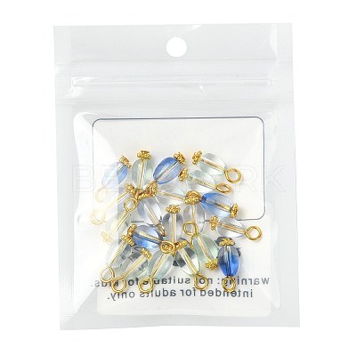 20Pcs 10 Colors Transparent Glass Pendants PALLOY-FS00073-1