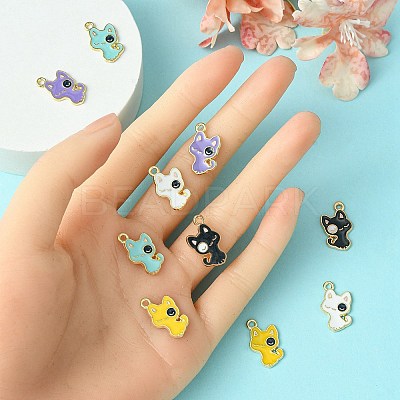 10Pcs 5 Colors Alloy Enamel Pendants ENAM-YW0003-74-1