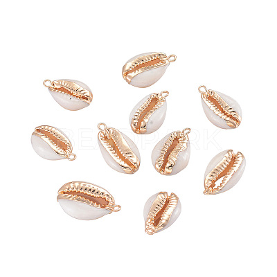 Electroplate Cowrie Shell Links connectors SHEL-CJ0001-01-1