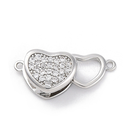 Brass Micro Pave Clear Cubic Zirconia Box Clasps KK-C075-24P-1