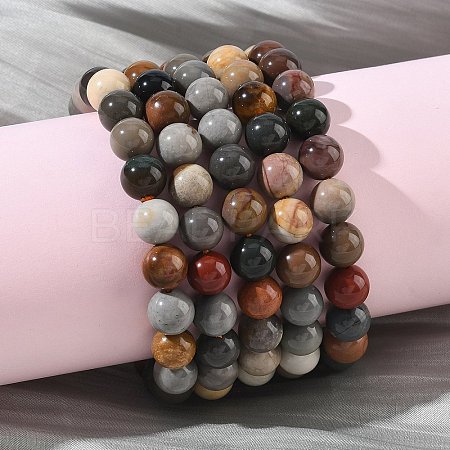 Natural Alashan Agate Round Beads Stretch Bracelets for Women BJEW-Z158-03M-03-1
