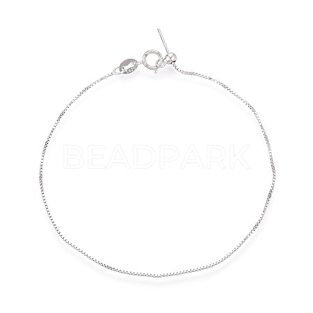 Adjustable 925 Sterling Silver Box Chains Slider Bracelets STER-N016-51P-1