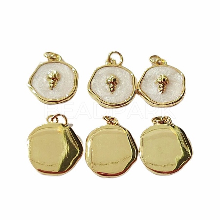 Ocean Theme Brass Enamel Pendants KK-Q029-01H-G-1