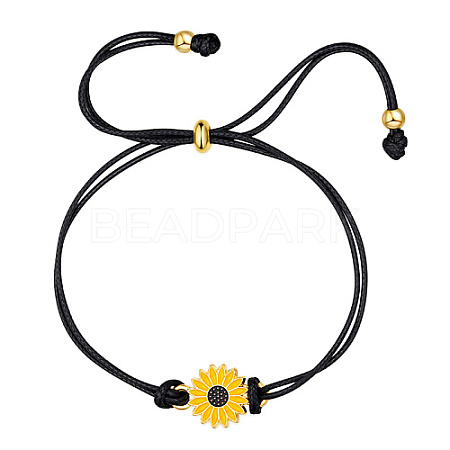 Daisy Flower Alloy Enamel Link Slider Bracelets IP6266-1-1