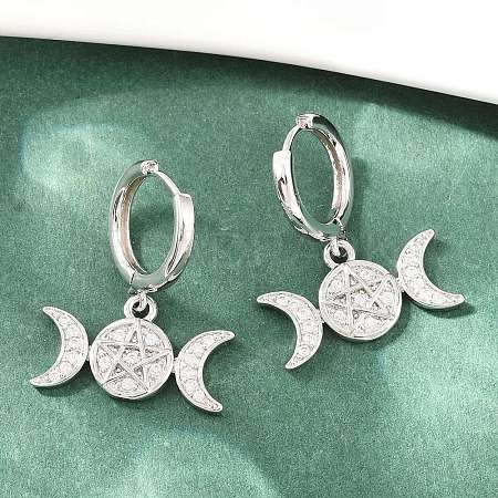 Brass Micro Pave Cubic Zirconia Hoop Dangle Earrings EJEW-G471-52P-1