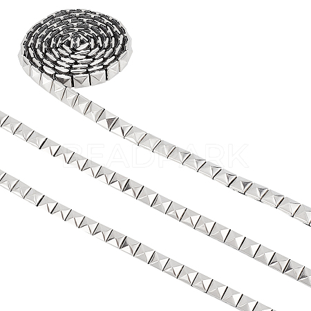 5 Yards Stainless Steel Square Rivet Studed Cord STAS-WR0001-02P-1