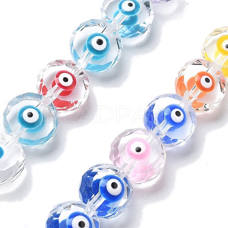 Handmade Evil Eye Lampwork Beads Strands LAMP-F035-15D-1