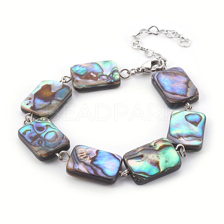 Natural Abalone Shell/Paua Shell Beads Bracelets BJEW-JB03993-1