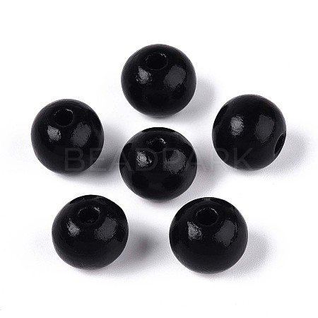 Spray Painted Round Natural Schima Wood Beads WOOD-A018-14mm-03-1