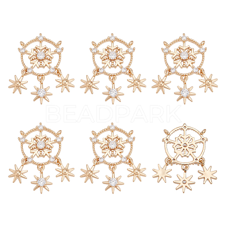 Brass Micro Pave Clear Cubic Zirconia Pendants KK-BC0010-45-1