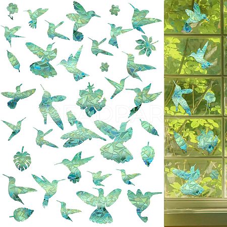 7PCS 2 Styles PVC Stickers Dazzling Color Window Stickers 3D Laser Hummingbird Electrostatic Glass Window Stickers JX828A-1