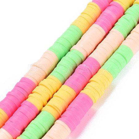 Fixed 4 Color Handmade Polymer Clay Bead Strands CLAY-S096-029N-1