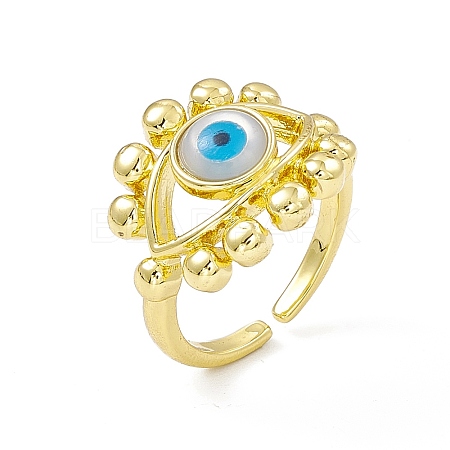 Natural Shell Evil Eye Open Cuff Ring RJEW-I091-06G-1