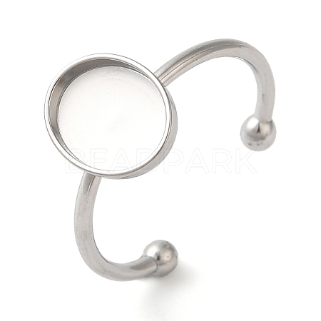 Non-Tarnish 304 Stainless Steel Open Cuff Ring Components STAS-I306-06A-P-1