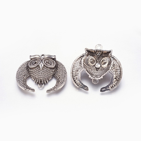 Antique Silver Tibetan Style Halloween Owl Links connectors X-TIBEP-769-AS-R-1