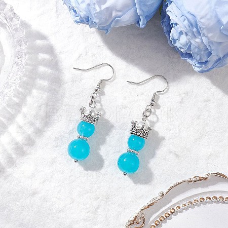 Baking Paint Imitation Jade Glass Dangle Earrings EJEW-JE06619-02-1
