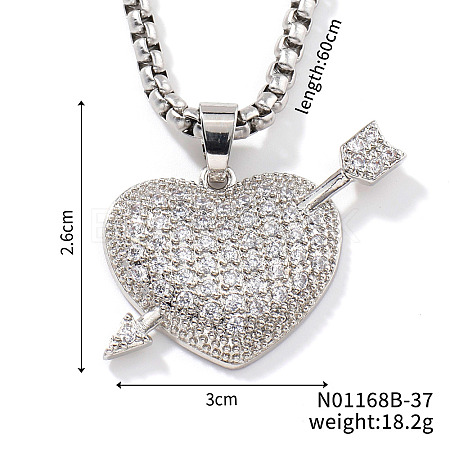 Brass Clear Cubuc Zirconia Shiny Romantic Cupid Arrow Pendant High-End Elegant Necklaces VS6918-2-1