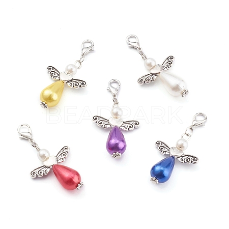 Imitation Pearl Acrylic Pendants HJEW-JM00422-1