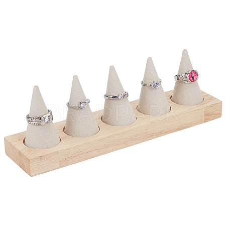 5 Cone Wooden Ring Organizer Holder RDIS-WH0031-02A-04-1