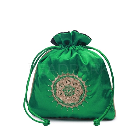 Chinese Style Rectangle Brocade Drawstring Bags PW-WG11350-24-1