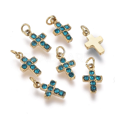 316 Surgical Stainless Steel Tiny Cross Charms STAS-F256-023A-G-1