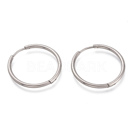 Tarnish Resistant 304 Stainless Steel Needle with 201 Stainless Steel Ring Huggie Hoop Earrings EJEW-L256-02C-P-1