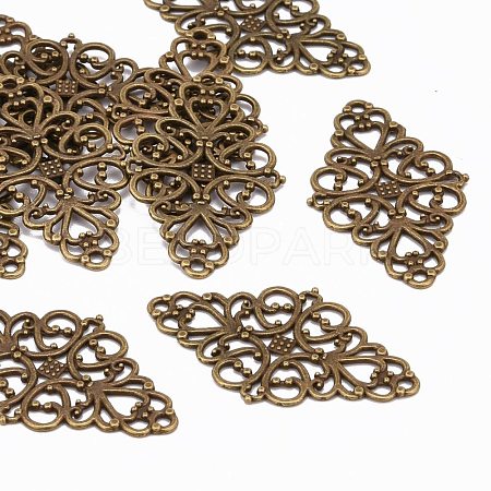 Tibetan Style Alloy Rhombus Filigree Joiners Links TIBE-5377-AB-FF-1
