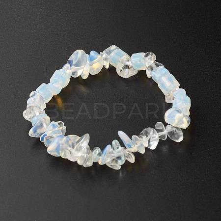 Opalit Chip Beads Stretch Bracelet for Women BJEW-AL00003-26-1