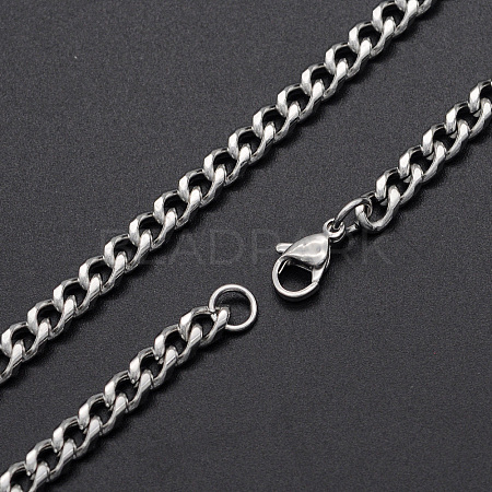 Men's 304 Stainless Steel Cuban Link Chain Necklaces NJEW-T012-04A-61-S-1