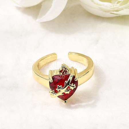 Glass Cuff Open Rings RJEW-P178-01D-G-1