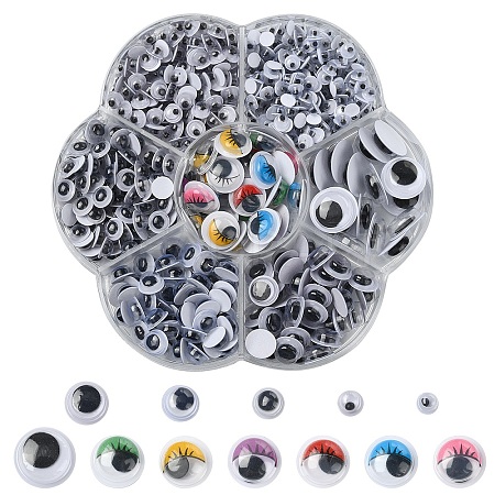 743Pcs Black & White Plastic Wiggle Googly Eyes Buttons KY-YW0001-12-1