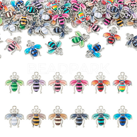  60Pcs 12 Colors Alloy Enamel Pendants ENAM-TA0001-61-1