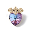 Real 18K Gold Plated Rack Plating Brass Micro Pave Clear Cubic Zirconia Pendants KK-C015-10G-05-1