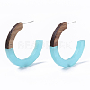 Resin & Walnut Wood Stud Earring Findings RESI-R425-01-A01-3