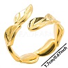 Simple Stainless Steel Leaf Open Cuff Ring for Women Men IH3683-2-1