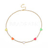 Brass Cubic Zirconia with Enamel Pendant Necklaces NJEW-S418-04-1