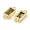 Brass Pave Glass Rectangle Connector Charms KK-H002-06G-01-2