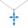 Cross Rhodium Plated 925 Sterling Silver Pendant Necklaces NJEW-P292-03P-1
