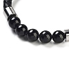 Natural Tourmaline Round Bead Braided Leather Cord Bracelets for Men Women BJEW-A009-11P-07-2