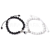 2Pcs 2 Styles Heart Couple Bracelets Sets BJEW-JB11166-1