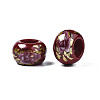 Flower Printed Opaque Acrylic Rondelle Beads SACR-S305-27-F03-3