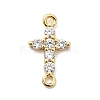 Brass Pave Clear Cubic Zirconia Connector Charms KK-H529-39B-G-1